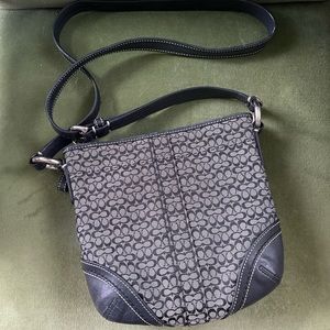 Coach Y2K Soho Signature Mini C Jacquard/Leather Crossbody Swingpack Bag Black